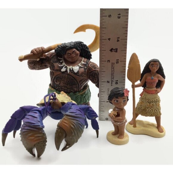 Disney 9 MOANA Figurine Lot Maui Hawk Tamatoa Te Ka Hei Hei Pua Sister Figures - Picture 12 of 14